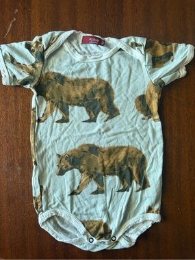 Milkbarn Light Blue Bear Print One-Piece